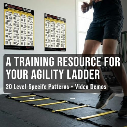 Guided Coaching Agility Ladder Drills Training System - Structured Speed & Footwork Charts with Built-in Progressions