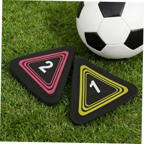 10pcs Triangle Number Spot Markers for Basketball Soccer Training, Non-Slip TPE Material with Rounded Edges, 360° Visual Recognition Low-Profile Field Cones for Agility Drills