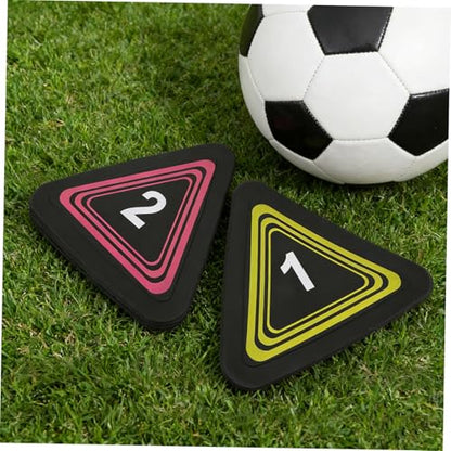 10pcs Triangle Number Spot Markers for Basketball Soccer Training, Non-Slip TPE Material with Rounded Edges, 360° Visual Recognition Low-Profile Field Cones for Agility Drills