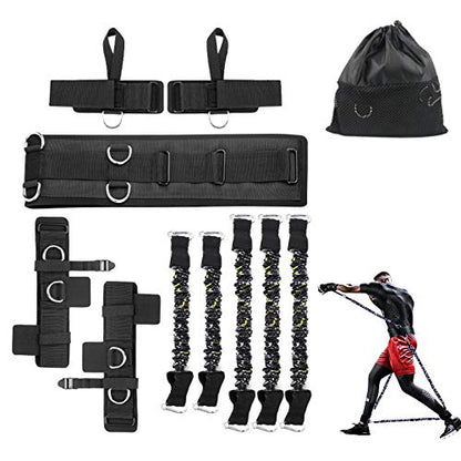 Boxing Resistance Bands Set for Speed and Agility, Workout Band Ankle Exercise Bands Legs Ankle Straps for Resistance Training Enhance Explosive Power - color: Black-200lbs