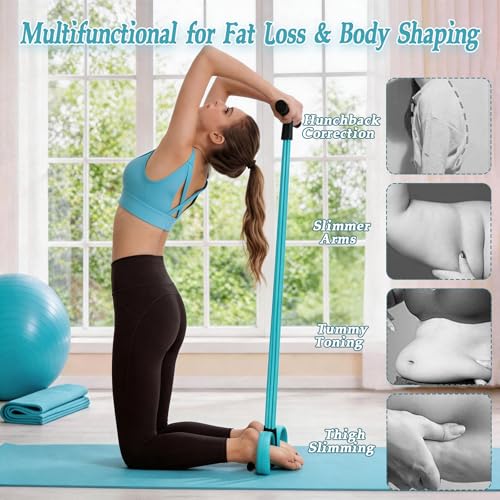 Pedal Resistance Bands with Handles, New Model 6 Tube Resistance Foot Pedal, Multifunctional Rubber Resistance Bands, Suitable for Waist, Arms, Abdomen, and Legs - color: blue