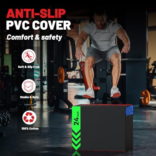 papababe 3-in-1 Plyometric Box Multi-use Jumping Exercise Equipment Trainer with Anti Slip Surface and High Density Foam for Workout Training