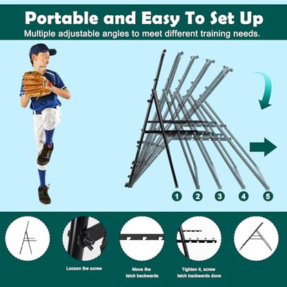 LIANTRAL Baseball Rebounder Net, Adjustable Bounce Back Trainer for Soccer, Softball, Portable Folding Rebounder for Passing & Shooting Practice, Soccer Bounce Back net Net for Kids, Black
