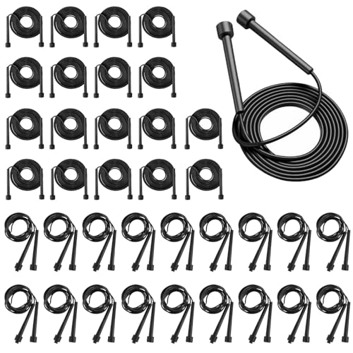 36PCS Adjustable PVC Jump Rope Bulk - 9.4ft Black Jump Ropes for Cardio Fitness, Workout, Training - Tangle-Free Plastic Jumping Rope Bulk for Men & Women