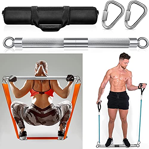 Detachable Resistance Bands Bar 30"/35.4"/38.5" Length Max Load 500LBS for Home Gym Full Body Workout Fitness Bar - style: Total Length:75cm/30"