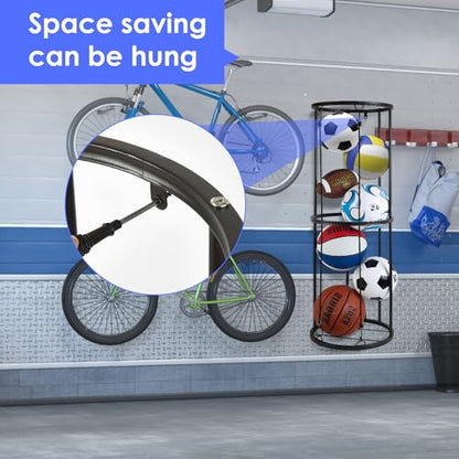 Garage Ball Storage Rack for Basketball & Soccer, Metal Wall-Mount - size: Medium size