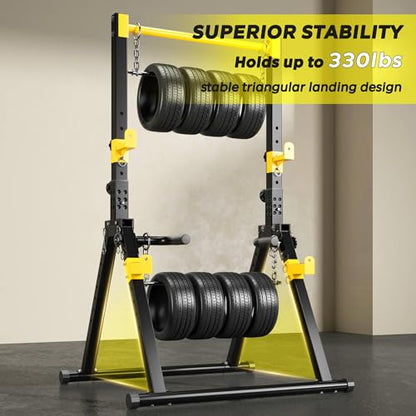 SogesHome Foldable Power Tower Dip Stand Pull Up Bar for Home Gym Exercise - color: Black Yellow