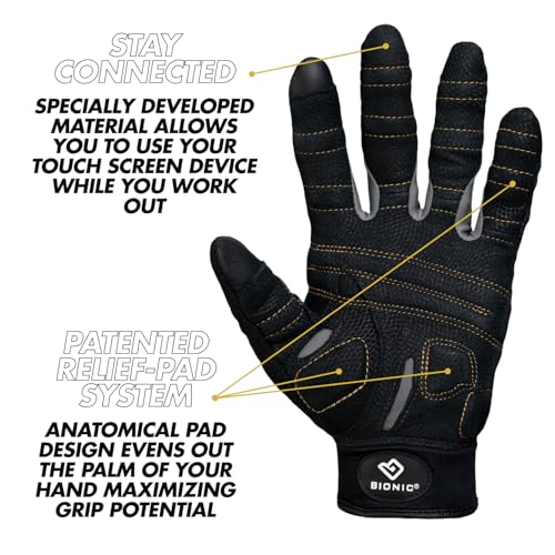 Bionic Men's Beastmode Full Finger Gym Workout Gloves - size: Medium