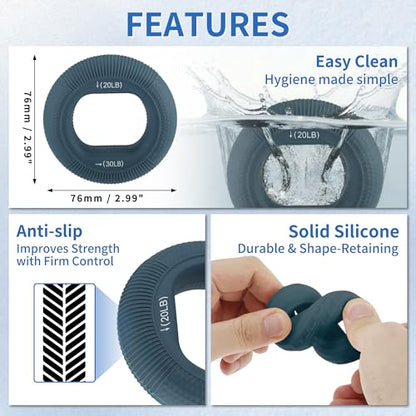Hand Grip Strengthener, Fingers Exerciser - Silicone Rings for Muscle Training Sports Rock Climbing Finger Rehabilitation,6 Resistance Levels - color: Blue(20/30LB)