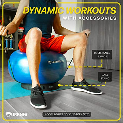 URBNFit Exercise Ball - Yoga Ball for Workout Pregnancy Stability - AntiBurst Swiss Balance Ball w/ Pump - Fitness Ball Chair for Office, Home Gym