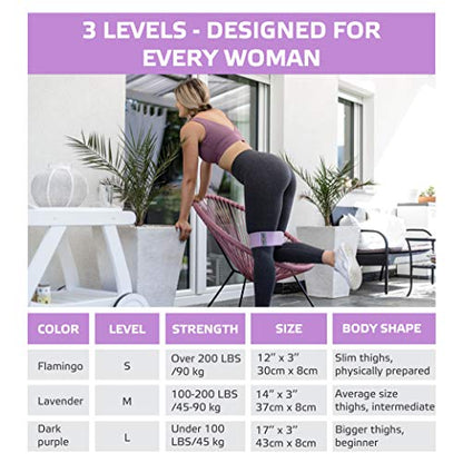 Exercise Band for Legs and Butt with Free 4-Week Booty Workout Program - Fabric Resistance Loop Bands Set for Strength Training, Home Gym, Fitness
