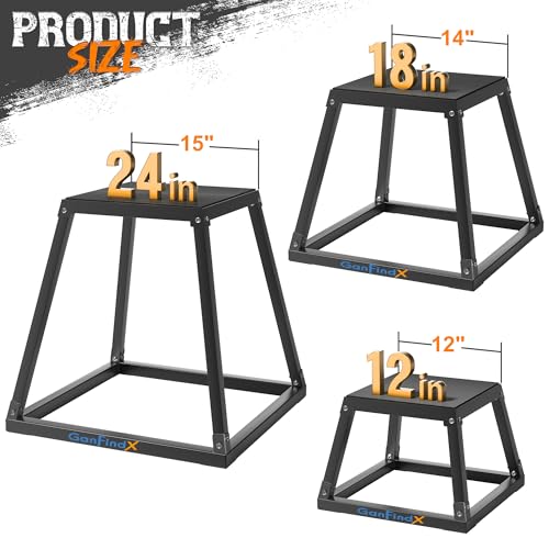 GanFindX 12/18/24" Metal Plyometric Jump Box, Heavy Duty Fitness Platform - size: 12"