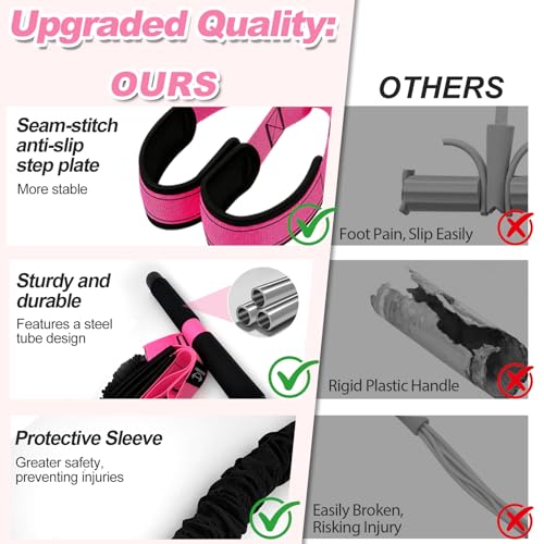 Upgraded Pedal Resistance Band with Handles, 55LBS Multifunctional Soft Foot Pedal Exercise Bands with Handles for Core, Abs, Legs, Waist, Arms. Sit Up Workout Bands for Women Home Gym.