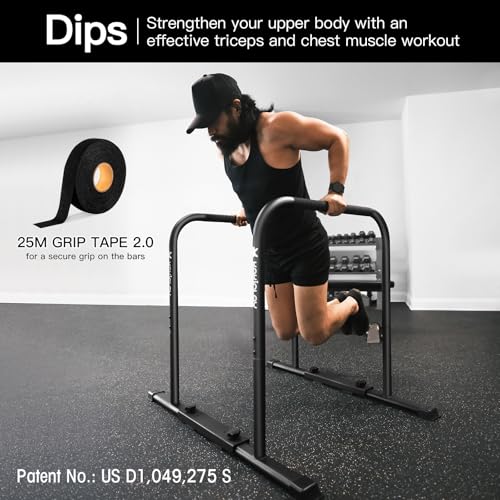 2026 Upgrade World's Best Strongest Premium Dip Bars with Adjustable Ultra-Stable Settings & Non-Slip Feet - USA Original Patent, USA Designed, USA Shipped, USA Warranty