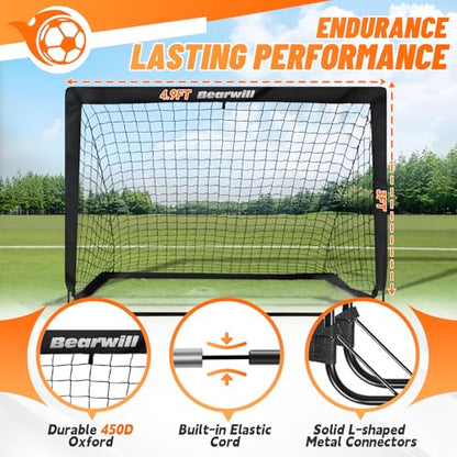Soccer Goal, Kids Soccer Goals for Backyard Set of 2, 4x3ft Portable Soccer Goal Pop Up Soccer Net, Kids Soccer Net Training Equipment with Soccer Ball, Ladder, Cones, Targets - color: Black
