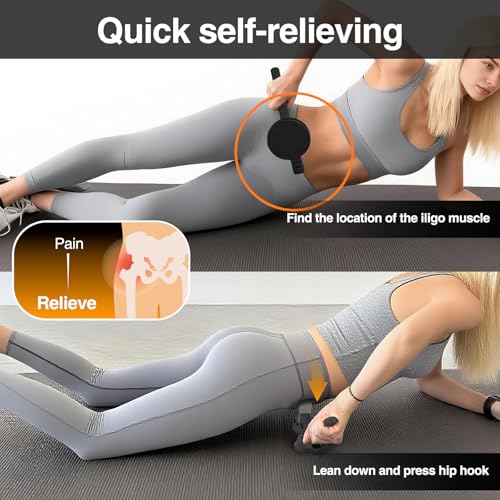 Psoas Release Tool-Hip Flexor Release Tool Fully Adjustable for Iliacus,Waist Pain Sciatica,Back&Posture Relief,Massage Hook and Trigger Point Massage Tool - color: Black