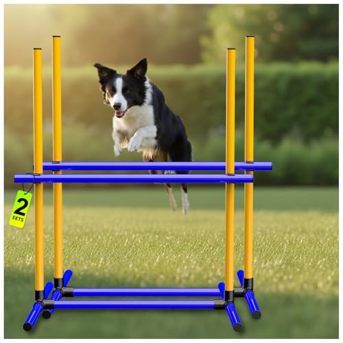 Dog Agility Hurdle, 2 Jump Bar Sets Indoor Outdoor Backyard Train - color: Hurdle 2-sets