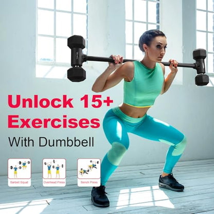 Dumbbell to Barbell Converter – Adjustable Weights & 200LB Capacity for Home Gym Strength Training