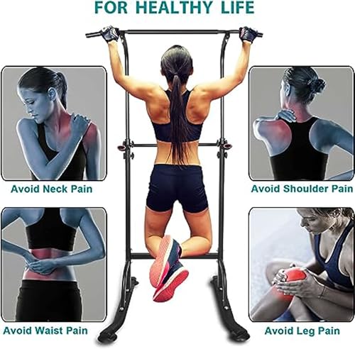 Power Tower Pull Up Bar for Men & Women, Pullup Bar Dip Station with Adjustable Hight for Home Gym Strength Training Fitness, 330LBS Capacity