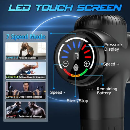 TOLOCO Massage Gun Deep Tissue, Percussion Massage Gun with 10 Replacement Heads, Super Quiet Portable Electric Massager for Athletes, Relax, Fathers Day Dad Gifts, Black - color: Black