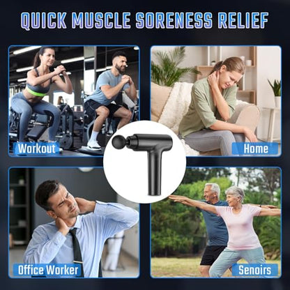 cotsoco Massage Gun Deep Tissue, Muscle Massage Gun with 9 Attachment Heads 20 Speeds & Silent Brushless Motor for Pain Relief, Handheld Percussion Back Massager Gun, Fathers Day Dad Gifts(Black)