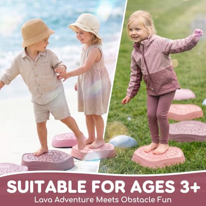 Lehoo Castle Stepping Stones for Kids, Toddler Girl Sensory Outdoor Toys - color: Pink