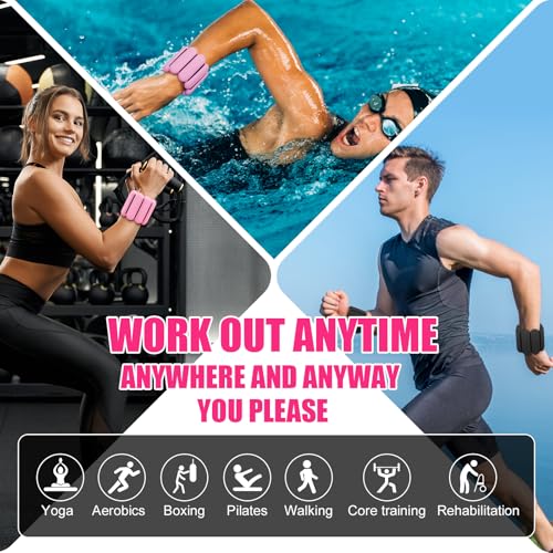 Wrist & Ankle Weights for Women, Wearable Strong Arm & Leg Weights Set of 2(1Lbs Each), Adjustable Ankle Weights for Walking, Yoga, Dance, Barre,Gym,Exercise,Pilates,Walking Running - color: Light Pink