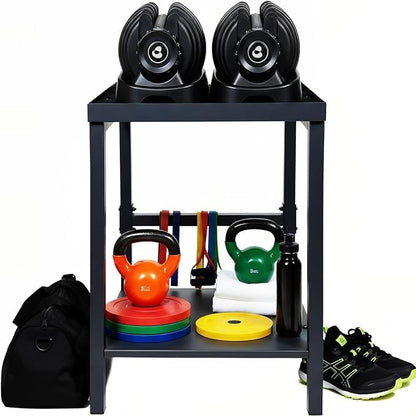Commercial Heavy Duty Adjustable Dumbbell Stand & Kettlebell Stand, Adjustable Dumbbell Weight Rack, Kettlebell Storage Rack, Weight Rack for Garage/Home Gym/Commercial with Non-Slip Base, Anti-Tip Safety & Space-Saving Design, Weight Capacity 500/600/800