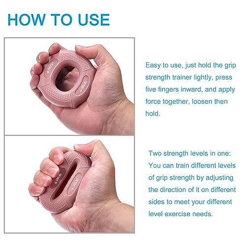 uxcell Hand Grip Strength Trainer, 3" 20-30 Lbs Silicone Rings Finger Forearms Exercise Grip Squeezer for Athletes Workout, Rock Climbing, Pink - color: Pink