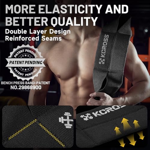 KCROSS Bench Press Band for Men and Women, Weight Lifting Bench Press Band, Push Up Exercise Bench - color: Black, size: L(9.5in)