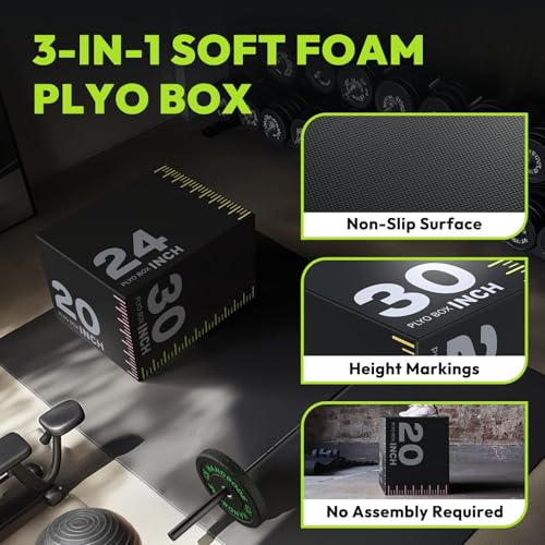 HANDBODE 3-in-1 Plyometric Box, Jump Training Equipment - style: 16 lb (20 x 24 x 30 inch)-A