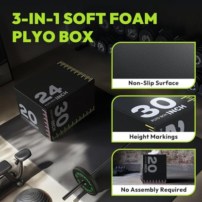 HANDBODE 3-in-1 Plyometric Box, Jump Training Equipment - style: 16 lb (20 x 24 x 30 inch)-A