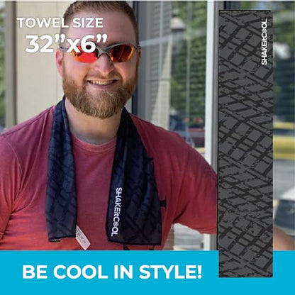 Original Cooling Towel – Be Cool in Style - Heat Relief, Soft, Lightweight, Sun Protection, Easy Clean - Perfect for Biking, Running, Yoga, Gym, Gardening - Black Tread - color: Black Tread