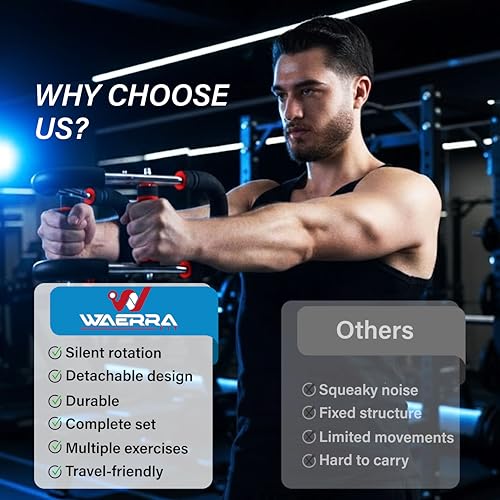 Adjustable Power Twister Arm Trainer - Chest Workout Equipment for Home Gym, Forearm Trainer & Muscle Exerciser for Men and Women, Portable Home Workout Strength Training, Upper Body Exercise Bar