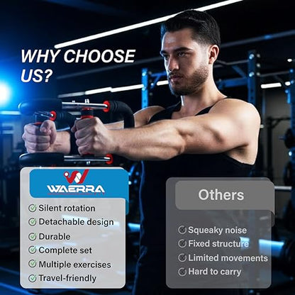 Adjustable Power Twister Arm Trainer - Chest Workout Equipment for Home Gym, Forearm Trainer & Muscle Exerciser for Men and Women, Portable Home Workout Strength Training, Upper Body Exercise Bar
