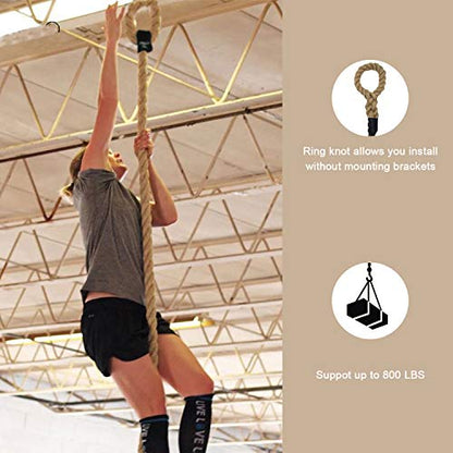 Gym Fitness Training Climbing Ropes, Workout Gym Climbing Rope, Home Training and Fitness Workouts,1.5'' in Diameter, Available 10, 15, 25, 30 Ft