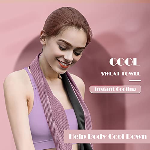 10 Pack Cooling Towels Bulk Microfiber Ice Towel Quick Dry Breathable Chilly Sweat Towel Stay Cool Towel for Neck Face Yoga Gym Workout Running Pilates Beach with Carabin Bag, 40x12'', Pink - color: Pink