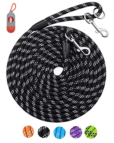 Long Dog Leash for Dog Training 10FT 16FT/30FT/50FT/100FT, Reflective Threads Rope Dog Leash, Heavy Duty Dog Lead for Large Medium Small Dogs Walking Playing, Camping, or Yard - color: Black, size: 10FT* 1/2 inch