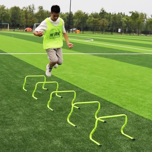 Mini Hurdle Soccer Training/Agility Ladder(12 Rungs/16.4ft), 8in to 12in Portable Speed Agility Hurdles, Foldable Basketball/Rugby Trainer Set