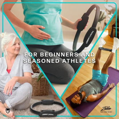 Pilates Ring - 12" Magic Circle w/Dual Grip, Foam Pads for Inner Thigh Workout, Toning, Fitness & Pelvic Floor Exercise - Yoga Rings w/Bonus Exercise Guide - color: Teal