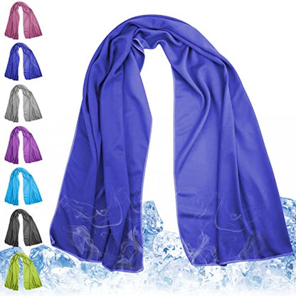Large Cooling Towel for Neck and Face, 43.3 x 15.7 in, Navy Blue - color: Navy-blue