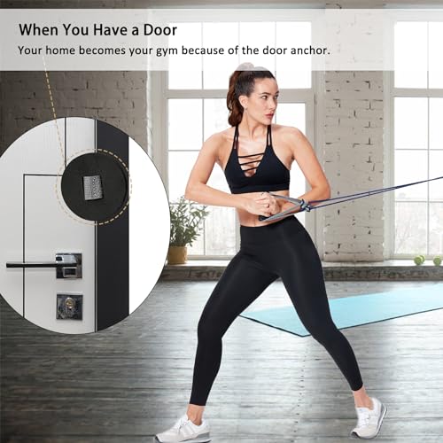 Resistance Band Handles & Accessories Kit for Elastic Bands & Tubes, Modern Silver and Black Nylon Exercise Strap Accessories