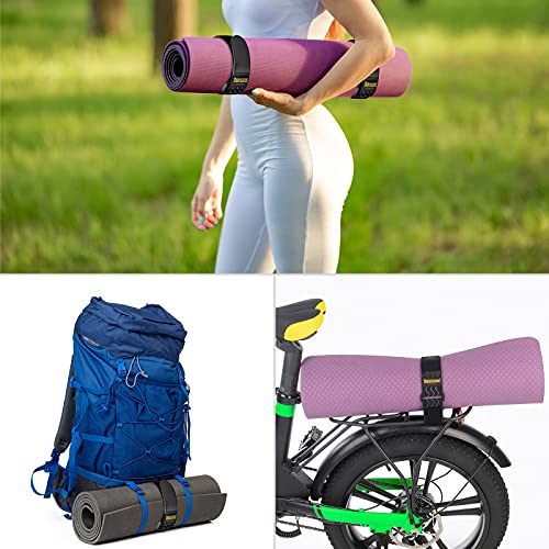 Trilancer Elastic Cinch Straps with Anti-Slip Strips, 24 "x 2" (4 Pack) Multipurpose Hook and Loop Bundling Straps for Hose, Cords, Bike, Luggage, Camping, Yoga Mats - size: 24"(4 pcs)
