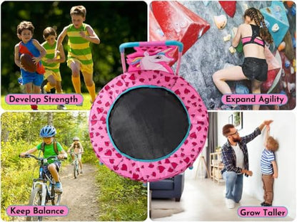 36" Mini Trampoline for Kids Ages 1-6, Toddler Trampoline with Handle, Safety Pad & Rubber Legs, 36 inch Baby Trampoline Indoor Garden, Gift for Boy and Girl
