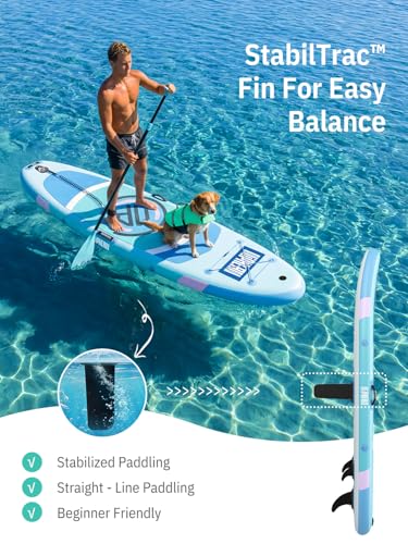 Niphean Extra Wide Paddle Board with StabilTrac Fin, Stable Inflatable Paddle Board with SUP Accessories, 10' Rigid Stand Up Paddle Board Extended Non-Slip EVA Deck for Yoga, Adults and Beginners