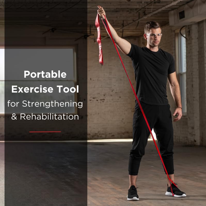 THERABAND CLX Resistance Band with Loops, Fitness Band for Home Exercise and Full Body Workouts, Portable Gym Equipment - color: Red - Medium