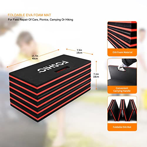 FOSHIO Foldable EVA Mat with Carrying Handles - Thick Kneeling Mat for Mechanics, Garage, Picnicking, Gardening, Camping, Home Gym - color: Red