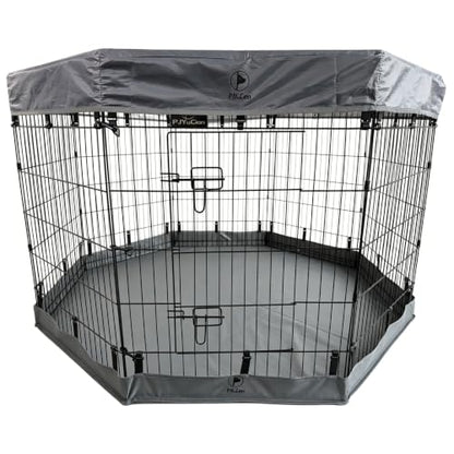 PJYuCien Puppy Playpen with Top Cover & Bottom Pad, 8 Panels 36" H, Gray - color: Gray, size: Medium Pen: 36-Inch High