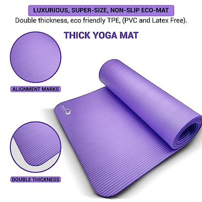WHITECLOUDZ Yoga kit, 7-Piece Yoga Mat Set for Home Workouts, Thick Yoga Mat, Yoga Blocks, Strap, Yoga Towels & Carrying Bag, Exercise Mat with Yoga Equipment for Women & Men, Enhance Yoga Practice - color: Purple