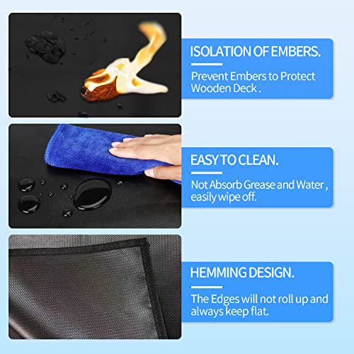 Large 65x40 inch under Grill Mats for Outdoor Grill - Double-sided Fireproof Fire Pit Mats for under Fire Pit Fireplace- Waterproof BBQ Mat under BBQ -Grill Floor Pad for Patio Deck Protector - size: 40x65 inch double side fireproof